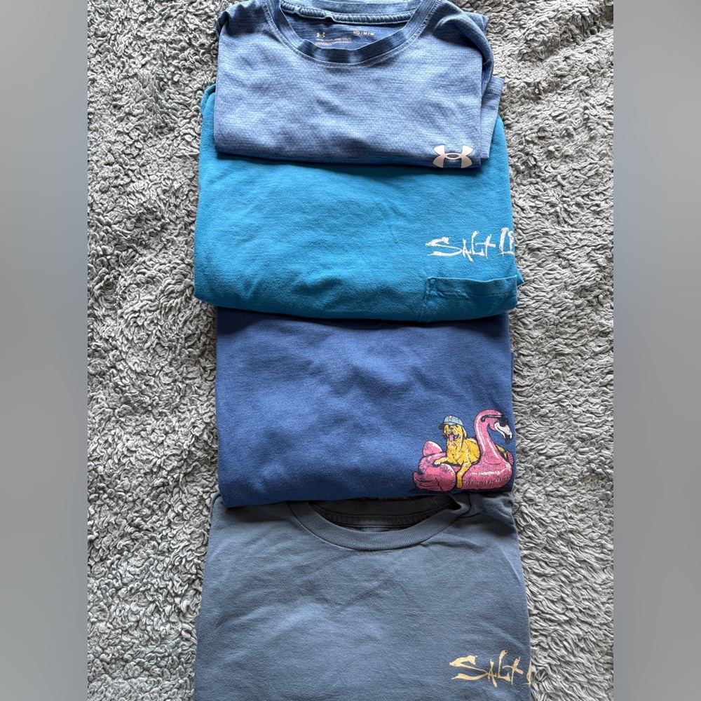 Assorted Men's Blue T-Shirts (4)  size medium, saltwater themed. Gently used.
